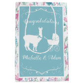 Blue Llama Boy Baby shower Medium Cadeauzakje (Voorkant)