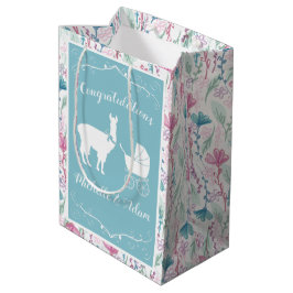 Blue Llama Boy Baby shower Medium Cadeauzakje