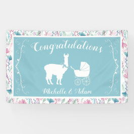 Blue Llama Boy Baby shower Spandoek