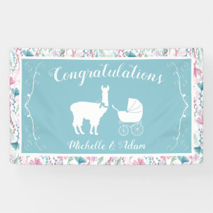Blue Llama Boy Baby shower Spandoek