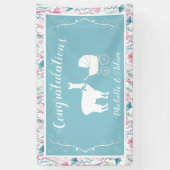 Blue Llama Boy Baby shower Spandoek (Verticaal)