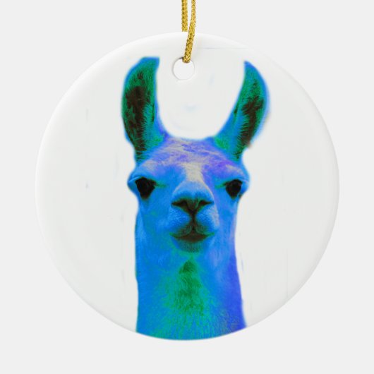 Blue Llama Graphic Keramisch Ornament (Voorkant)