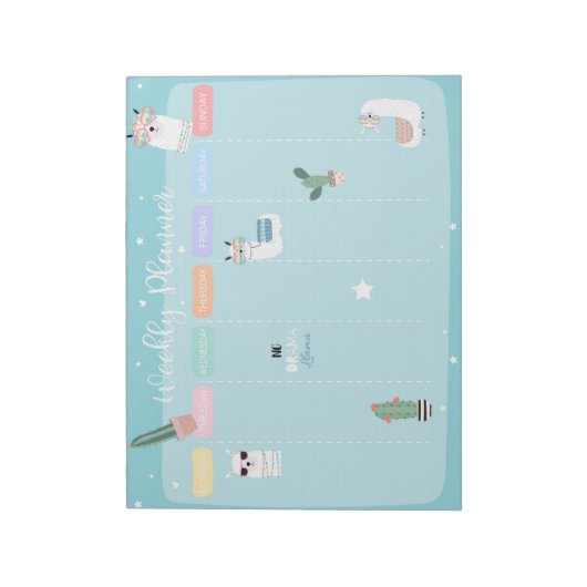 Blue Llama Llamacorn Weekly Planner Notitieblok (Linkerzijde)