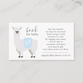 Blue Llama Polka Dot Book Request Baby shower Informatiekaartje