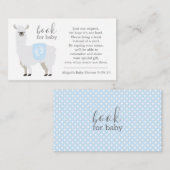 Blue Llama Polka Dot Book Request Baby shower Informatiekaartje (Voorkant / Achterkant)