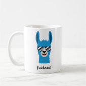 Blue Llama Sunglazen Boy Persoonlijke naam Koffiemok (Links)