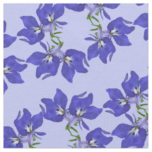 Blue Lobelia Flower Fabric Stof