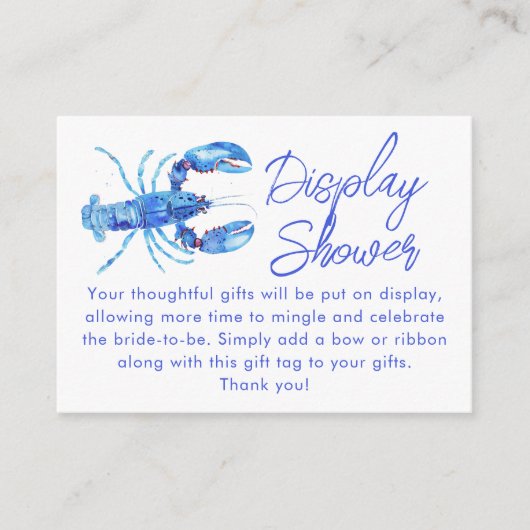 Blue Lobster Beach Display Vrijgezellenfeest met d Informatiekaartje (Voorkant)