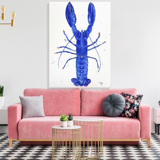 Blue Lobster Canvas Afdruk (Insitu (Woonkamer))