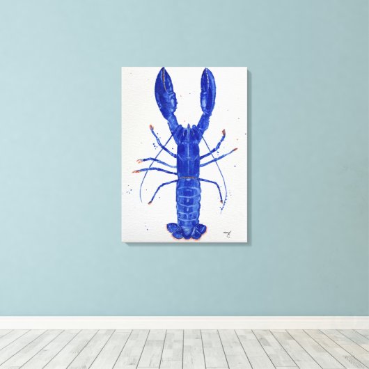 Blue Lobster Canvas Afdruk (Insitu (Houten vloer))