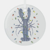 Blue Lobster Christmas Lights Glass Ornament (Voorkant)