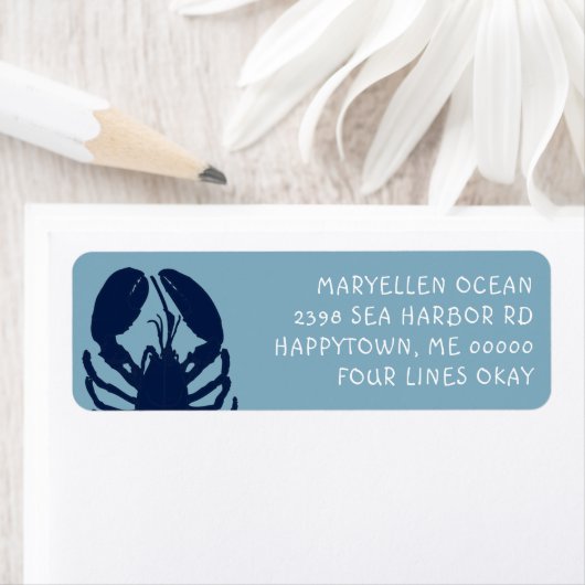 Blue Lobster Colonial Blue Return Address Labels (Insitu)
