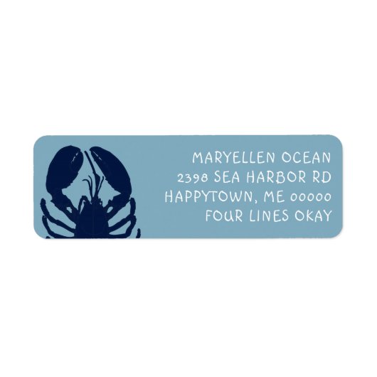 Blue Lobster Colonial Blue Return Address Labels (Voorkant)