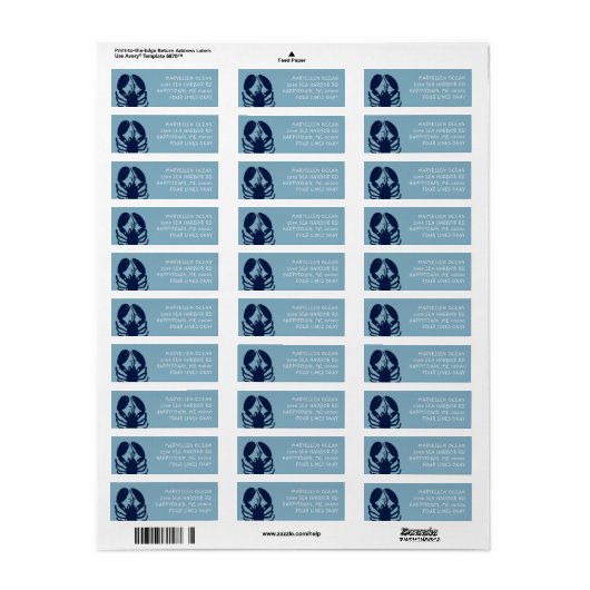 Blue Lobster Colonial Blue Return Address Labels (Full Sheet)