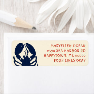 Blue Lobster Ecru Return Address Labels