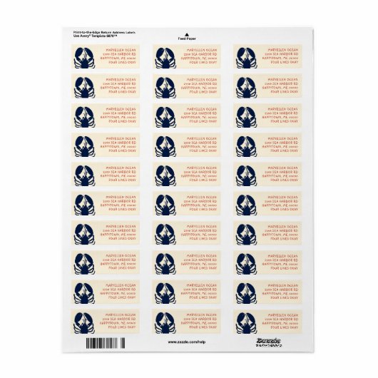 Blue Lobster Ecru Return Address Labels (Full Sheet)
