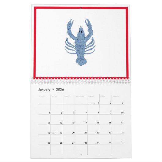 Blue Lobster French Red Calendar Kalender (Jan 2026)