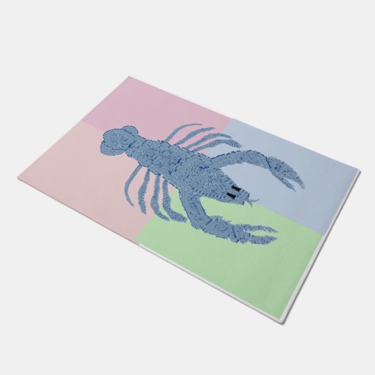Blue Lobster Ginger Jar Jars Flag rug Doormat Deurmat (Schuin)