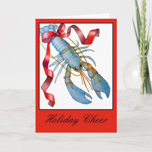 Blue Lobster Holiday Christmas Kaart (Voorkant)