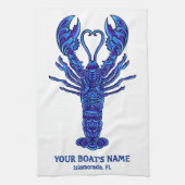 Blue Lobster Nautical Fisherman Boat Naam Theedoek (Verticaal)
