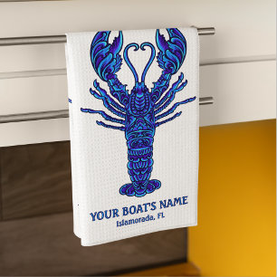 Blue Lobster Nautical Fisherman Boat Naam Theedoek
