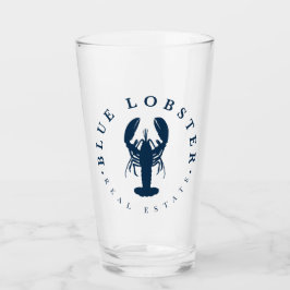 Blue Lobster Real Estate Maine Pint Glass Cup Glas