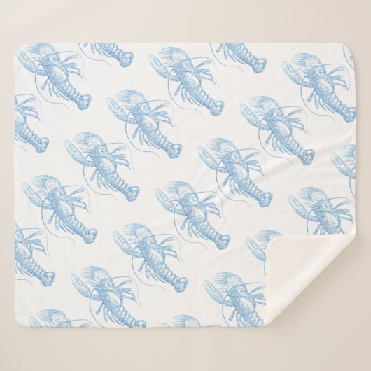 Blue Lobster Sherpa Deken (Voorkant (horizontaal))