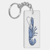 Blue Lobster Sleutelhanger met Retro Vintage Image (Voorkant Links)