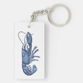 Blue Lobster Sleutelhanger met Retro Vintage Image (achterkant)
