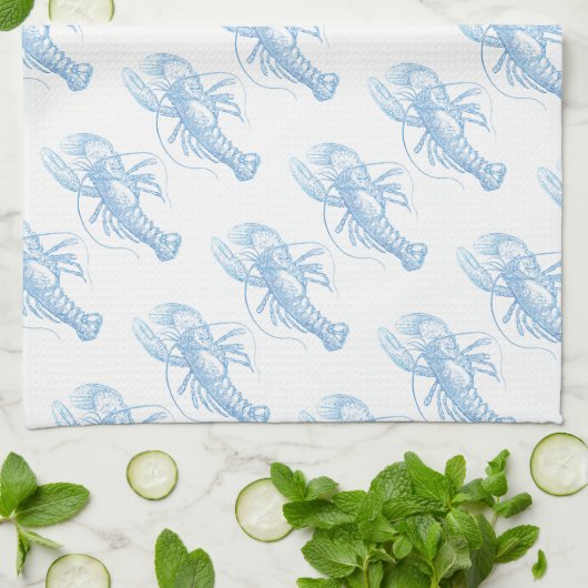 Blue Lobster Theedoek (Gevouwen)