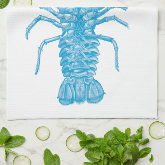 Blue Lobster Theedoek (Gevouwen)