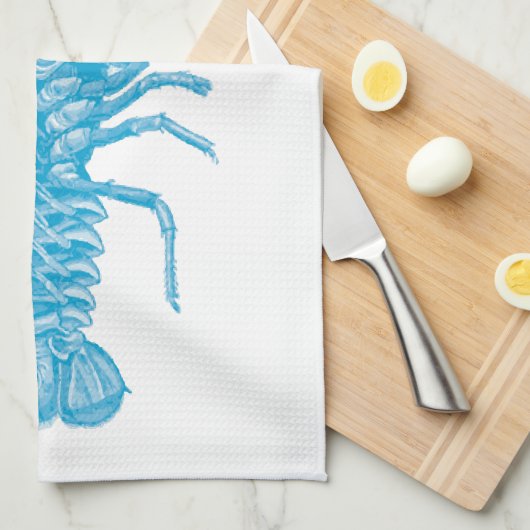 Blue Lobster Theedoek (Quarter Fold)