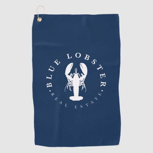 Blue Lobster Vastgoed Knop Golfhanddoek (Voorkant)