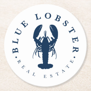Blue Lobster Vastgoed Knop Ronde Kartonnen Onderzetter