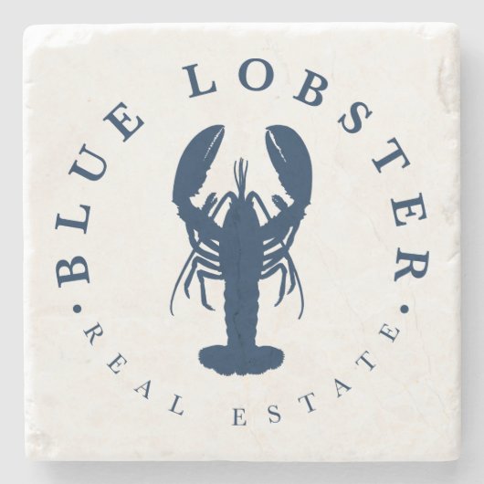 Blue Lobster Vastgoed Knop Stenen Onderzetter (Voorkant)