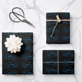 Blue Lobster Zee Animal Eenvoudige Outline Tekenin Inpakpapier Vel