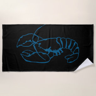 Blue Lobster Zee Animal Eenvoudige Outline Tekenin Strandlaken