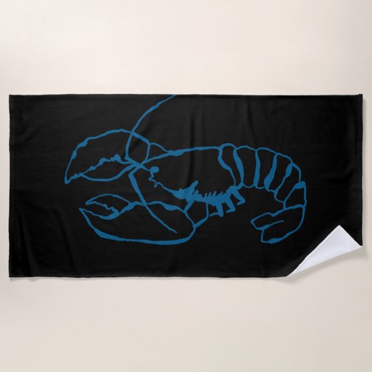 Blue Lobster Zee Animal Eenvoudige Outline Tekenin Strandlaken (Voorkant)