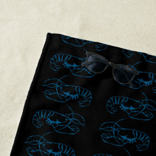 Blue Lobster Zee Animal Eenvoudige Outline Tekenin Strandlaken