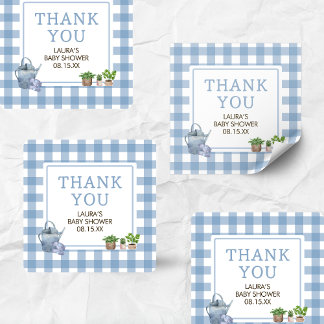 Blue Local Grown Farmers Market Baby shower Vierkante Sticker