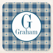 Blue Lodge Pset Monogram op persoonlijke titel Kartonnen Onderzetters (Voorkant)