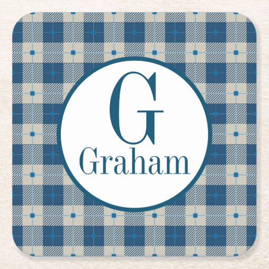 Blue Lodge Pset Monogram op persoonlijke titel Kartonnen Onderzetters (Voorkant)