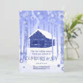Blue Log Cabin Business Holiday-kaarten Kaart (Staand voorkant)