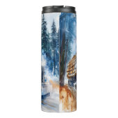 Blue Log Truck Snowy Forest Thermosbeker (Achterkant)