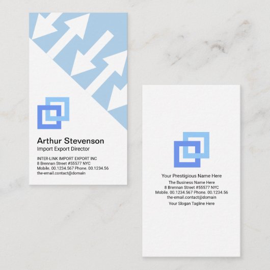 Blue Logistics Direction Arrow Import Agent Visitekaartje (Voorkant / Achterkant)