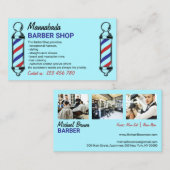 Blue Logo Barber Pole Visitekaartje (Voorkant / Achterkant)
