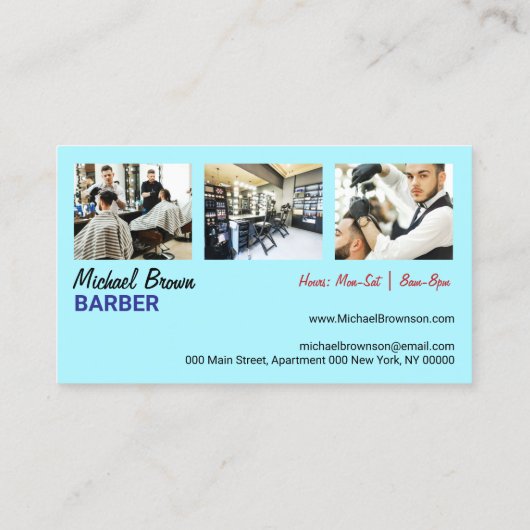 Blue Logo Barber Pole Visitekaartje (Achterkant)