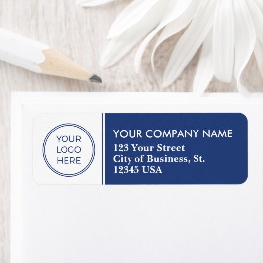 Blue Logo Business-adreslabel Etiket (Insitu)