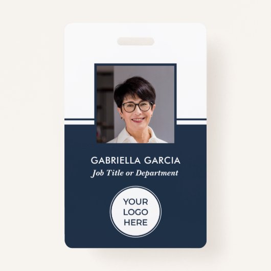 Blue Logo Company QR Code Foto-ID-badge Badge (Voorkant)