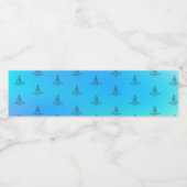 Blue Logo Pattern Church Water Label Waterfles Etiket (Enkel label)